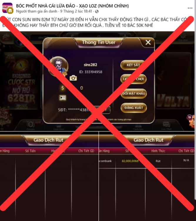 Sunwin bị bóc phốt